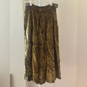 Vintage 90s Ventilo La Colline Velvet Maxi Skirt Green Holiday-Sz 10 Made in USA